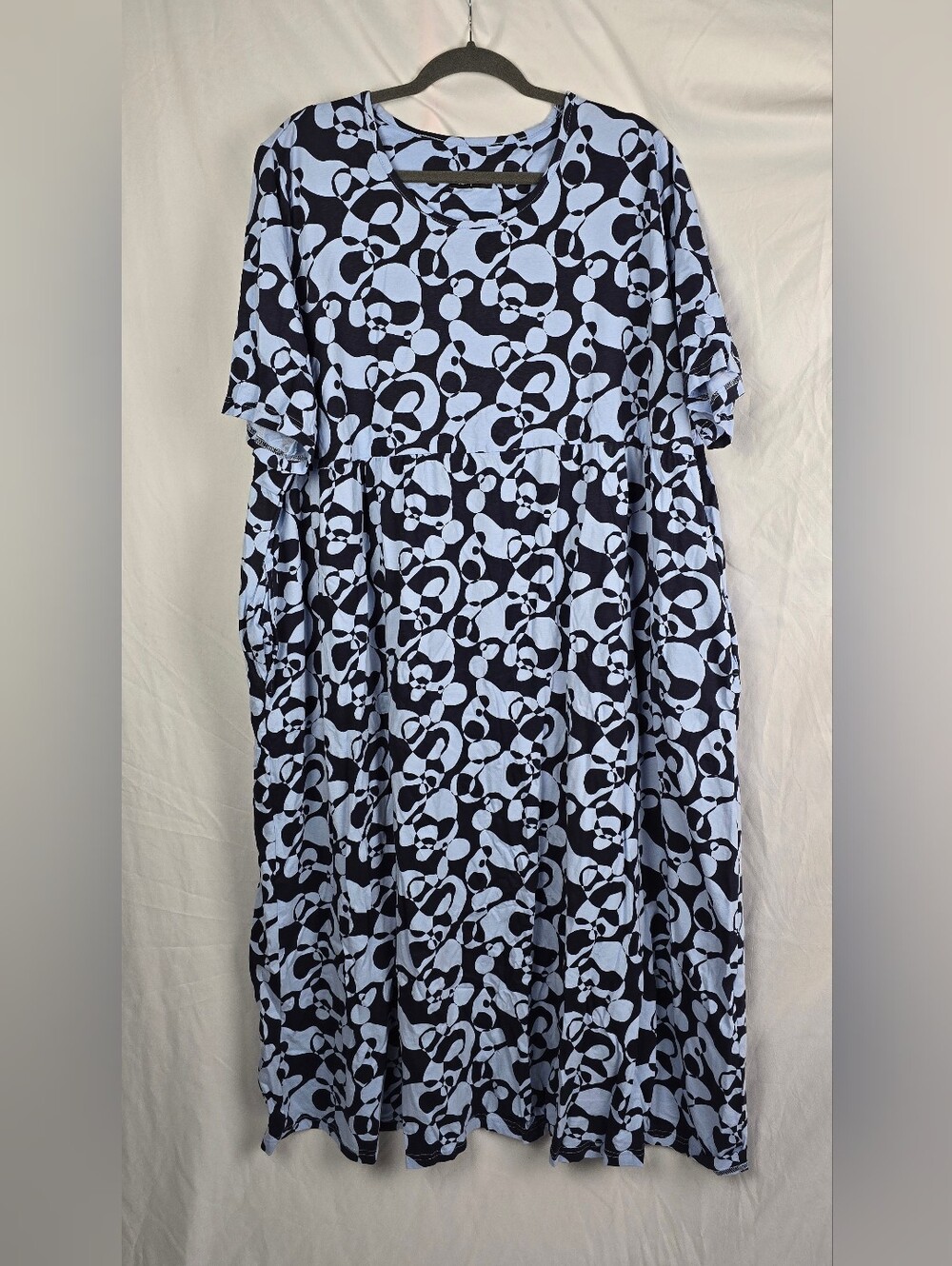 Ulla Popken Matte Jersey Printed Short Sleeve Flowy Maxi Dress sz 24/26 NWOT